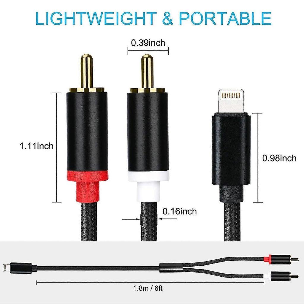 [Apple MFi Certified] Lightning to RCA Cable Audio Aux Adapter2-Male Y Splitter