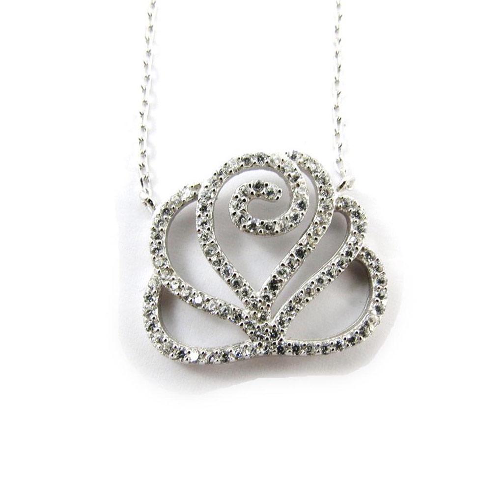Les Trésors De Lily [J4078] — Белое серебряное колье «Rosa Romantica»