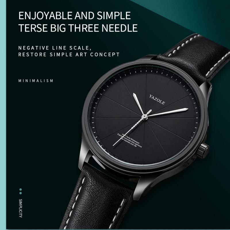 Minimalist Men Watch YAZOLE Brand Leather Belt Analog Quartz Wristwatch Business Fashion Male Clock Gift Relogio Masculino
