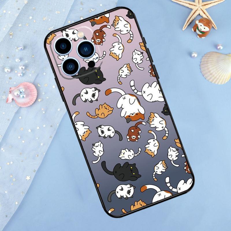 Милый Мультяшный Кот Чехол Для iPhone 17 Pro Max 16 15 13 12 11 14 Pro Max Plus 12 13 Mini 16e 17 Air Задняя Крышка