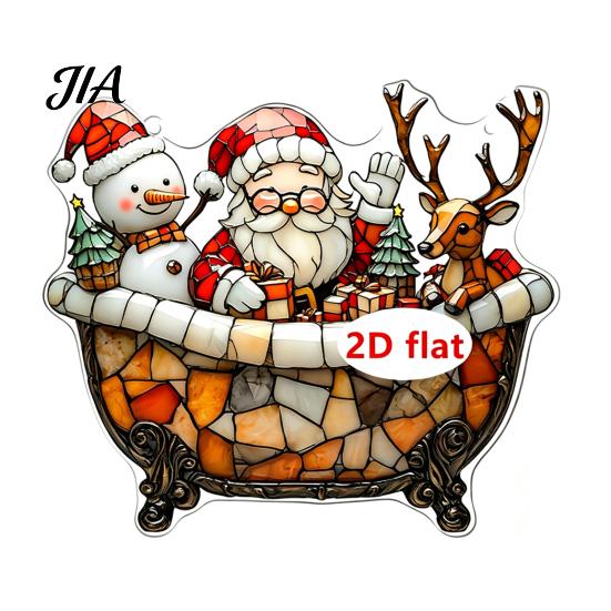 Snowman And Bell Ornaments Acrylic Christmas Hanging with Chain, Double-sided Santa Claus/Snowman/Reindeer/Bell Decorations Retro Tree Decor for Home