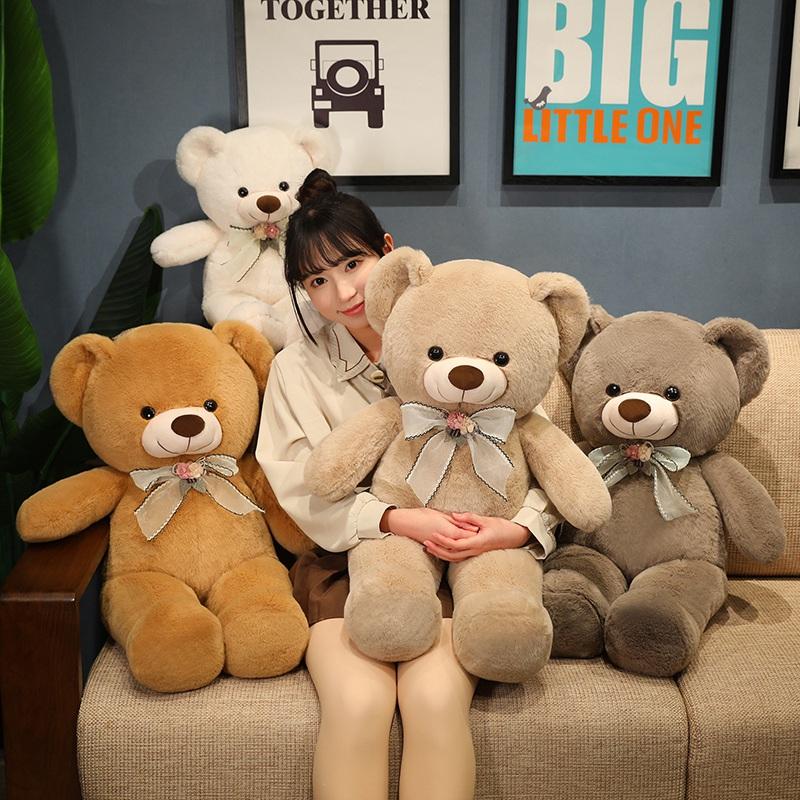 Милый плюшевый мишка с галстуком-бабочкой, плюшевая игрушка, кукла для обнимания, подушка для обнимания, подарок на День святого Валентина, день рождения для девушки