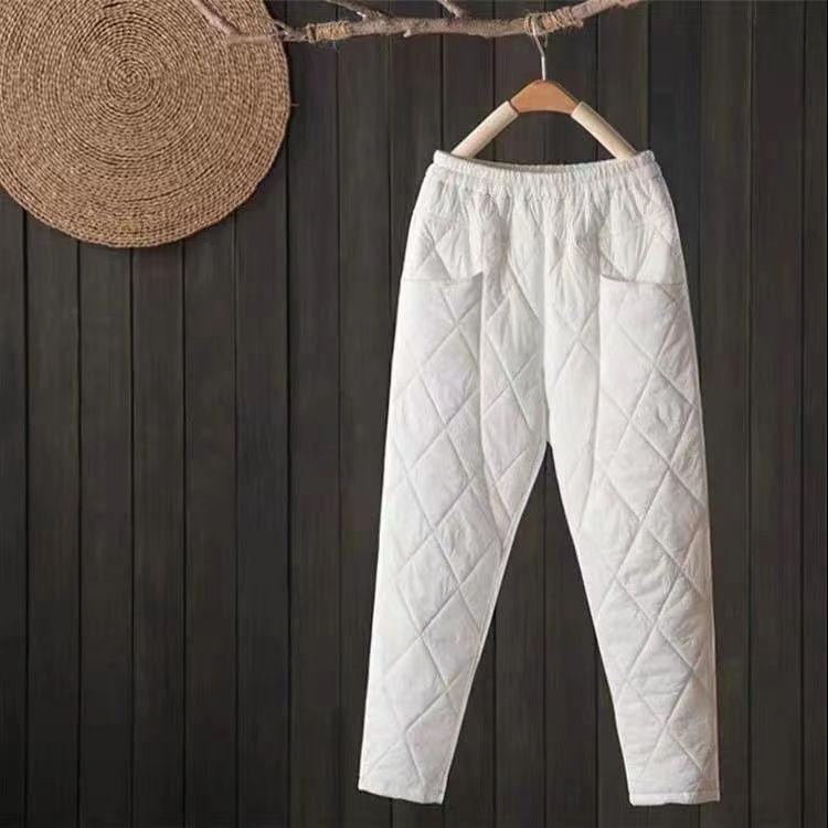 Ultra-thin Down Pants Women's New High-grade Loose Outside Winter Thickened High-waisted Straight Cotton Pants