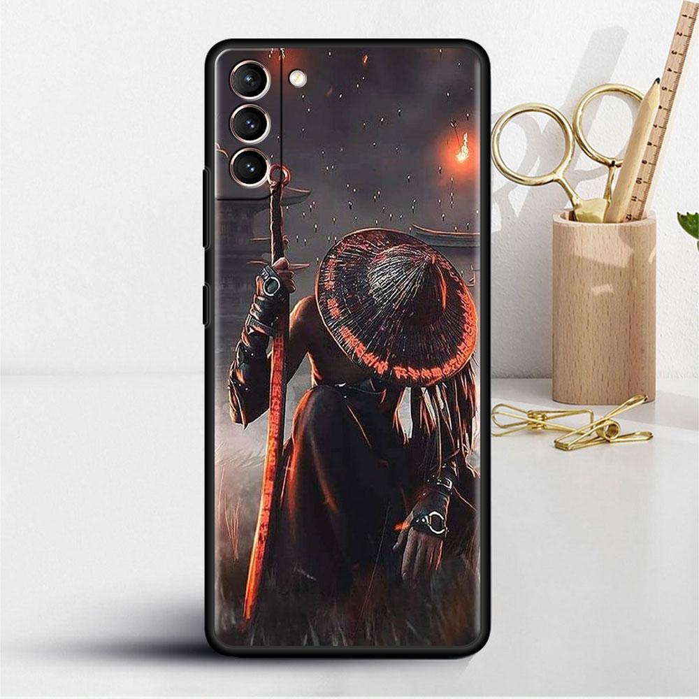 Чехол для Samsung Galaxy S20 S22 Ultra S21 FE S10 S9 Plus Note 20 10 Lite 9 Мягкий чехол для телефона Пейзаж Живопись тушью Искусство самурая