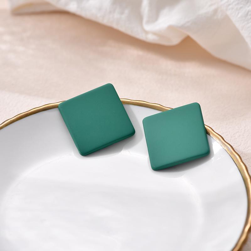 Fashion Candy Color Square Stud Earrings For Women Geometric Big Blue Red Black Frosted Paint INS Korean Solid Acrylic Earrings