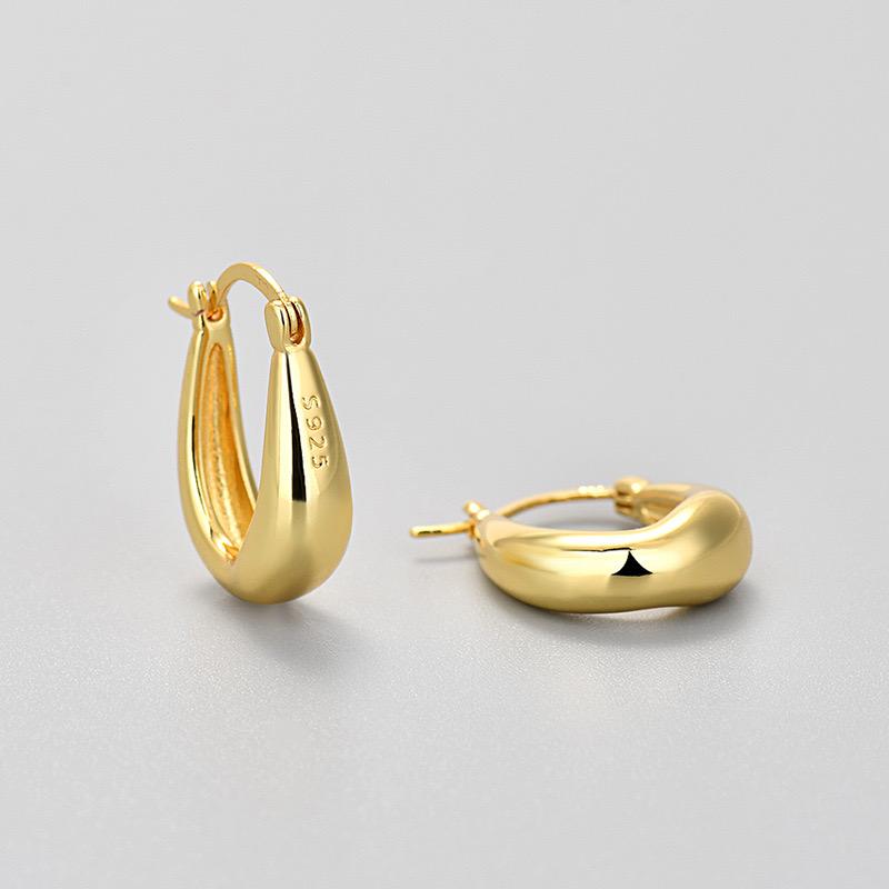 925 Sterling Silver Earrings For Women Trendy Gold Color Geometric Earring Jewelry Prevent Allergy Party Accessories Gift