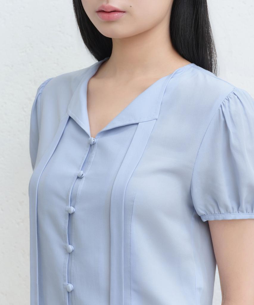 MUSINSA STANDARD WOMAN Women'S Puff Sleeve Tie Blouse [Pale Blue]
