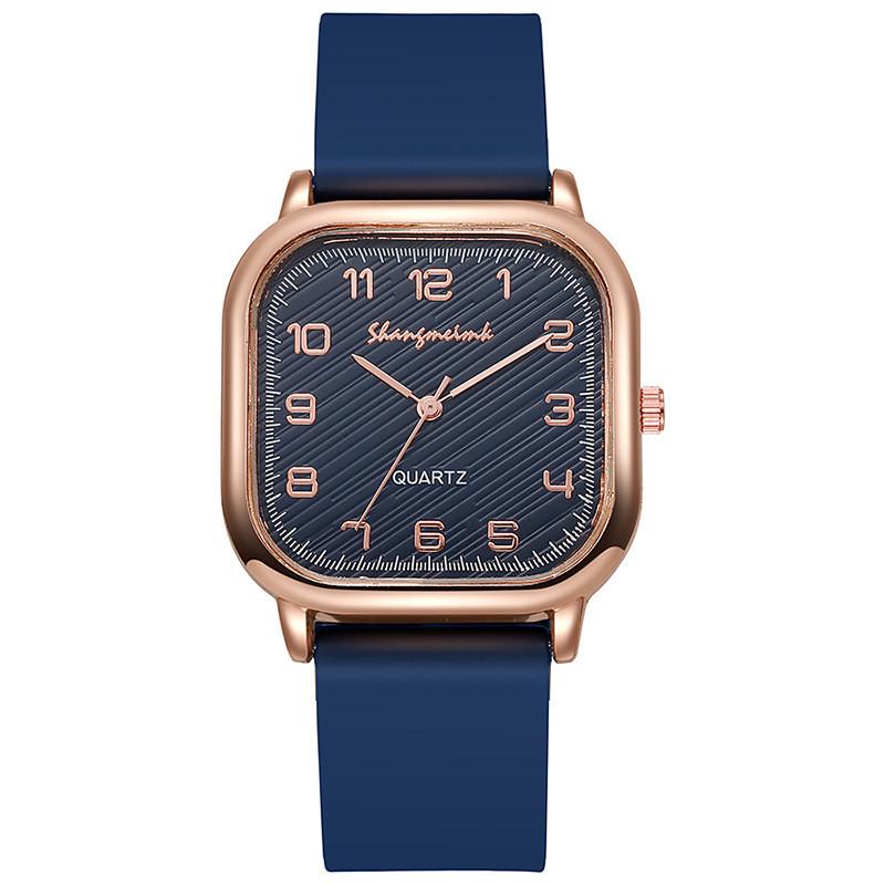 Fashion Silicone Strap Quartz Watch For Women With Mineral Glass And Square Face