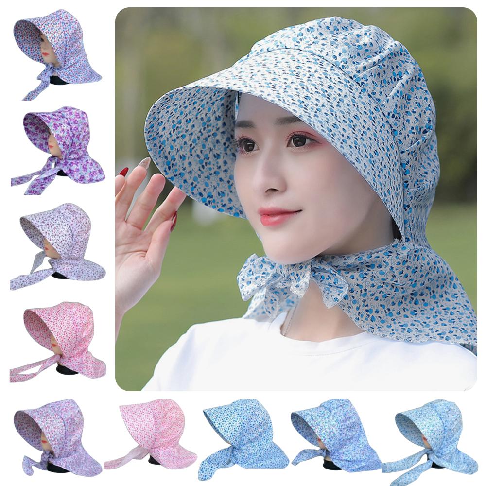 Floral Print Tea Picking Cap Quick Drying Headscarf Hat Sun Hat  for Women Spring and Summer