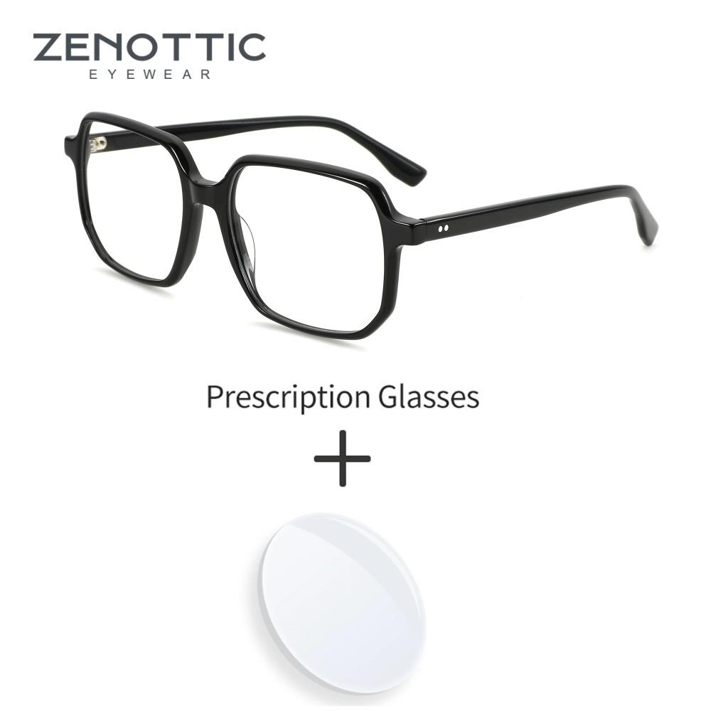 ZENOTTIC (L Size) Fashion Square Prescription Glasses Woman Optical Eyeglasses for Handmade Acetate Anti Blue Light Photochromic