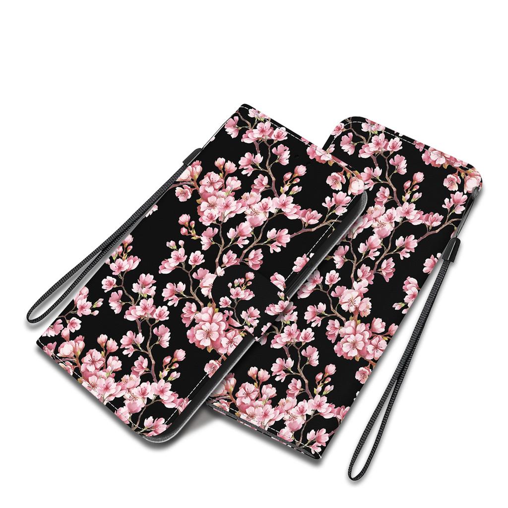 Plum Blossom Pattern Flip Wallet PU Leather Case with For iPhone Samsung Umidigi Infinix  TECNO...Suitable for Over 900 Phone Models