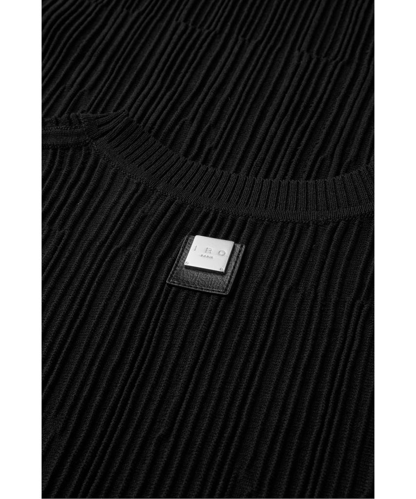 IRO Pleats Pleated Short Sleeve Round Sweater Iqwam26705Bkx