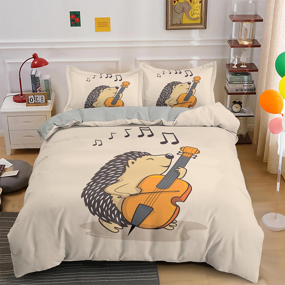 Комплект пододеяльника с 3D мультяшным принтом ежика, милый комплект постельного белья на тему животных, размер кинг, полиэстеровый чехол для одеяла для ребенка, мальчика, девочки