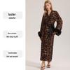 Yaoting Leopard Print Long Sleeve Sexy Pajamas - Women's Summer/Autumn Pearl Yarn Robe Nightgown (WP3587)