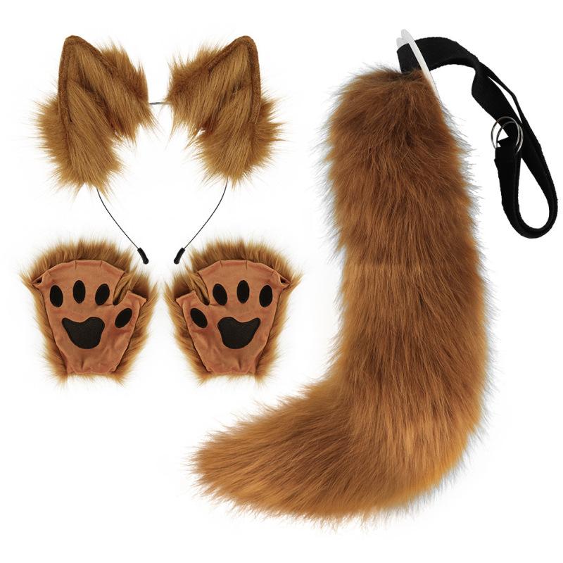 Fox Ear Hairband Beast Tail Halloween Set Beast Paw Simulation Plush Beast Ear Accessories