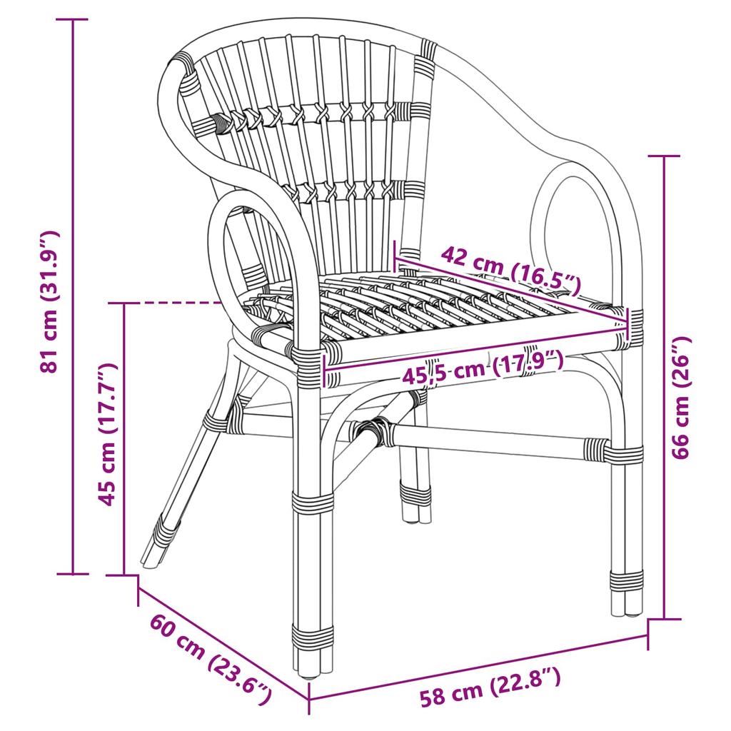 Stackable Chair Natural 58 x 60 x 81 cm Rattan