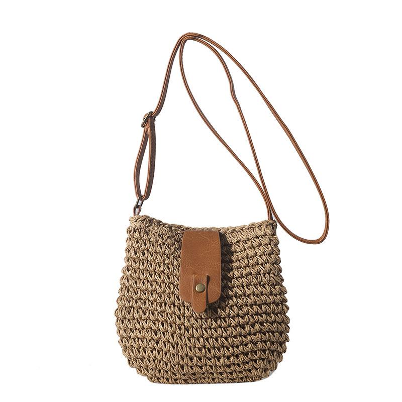 Ladies Fashion Bag Fashionable Beach Messenger Purse Woven Shoulder Handbag Woven Summer Straw Bag For Holiday Beach Shopping