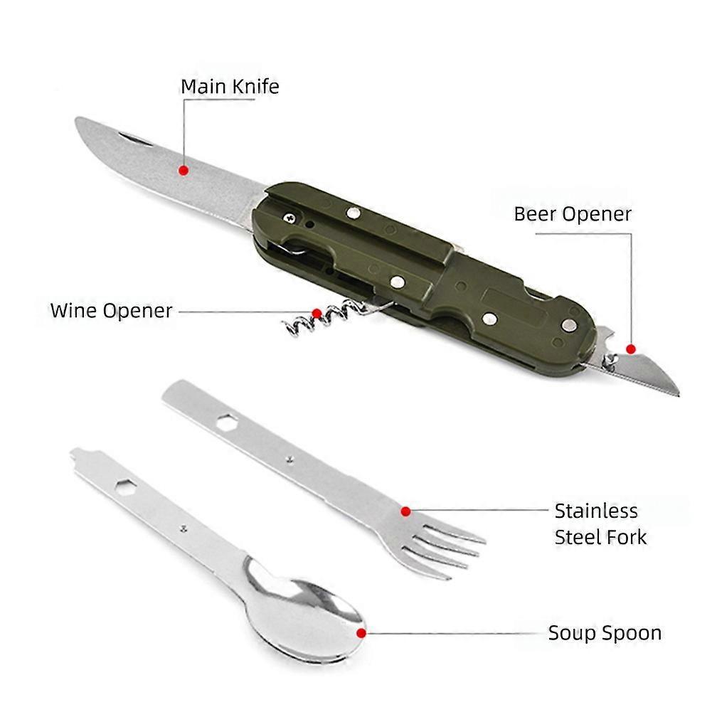 Portable Camping Cutlery Set 3-in-1 Foldable Stainless Steel Knife Fork Spoon Combo Utensils