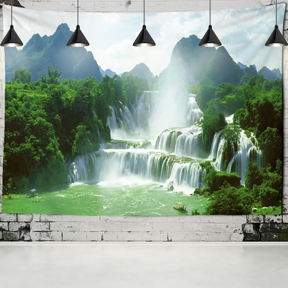 Водная Занавеска Пещера Водопад Гобелен Настенный Богемный Пейзаж Хиппи Психоделическое Искусство Домашний Декор