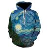Fashionable Hip-hop Popular Harajuku Van Gogh's Starry 3D Printed Hoodie Women's Sportswear Men's Hoodie