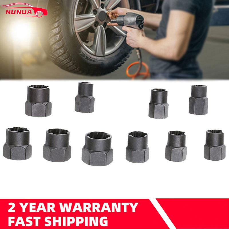 10Pcs/Set Damaged Bolts Nuts Black Nuts Screws Remover Extractor Removal Tools Set Threading Tool Kit Car Hub Multipurpose Screw