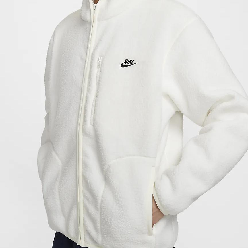 Nike Модная простая куртка-флиска на молнии с длинным рукавом для клуба Мужские куртки Парусный-Белый Черный FZ0889-133