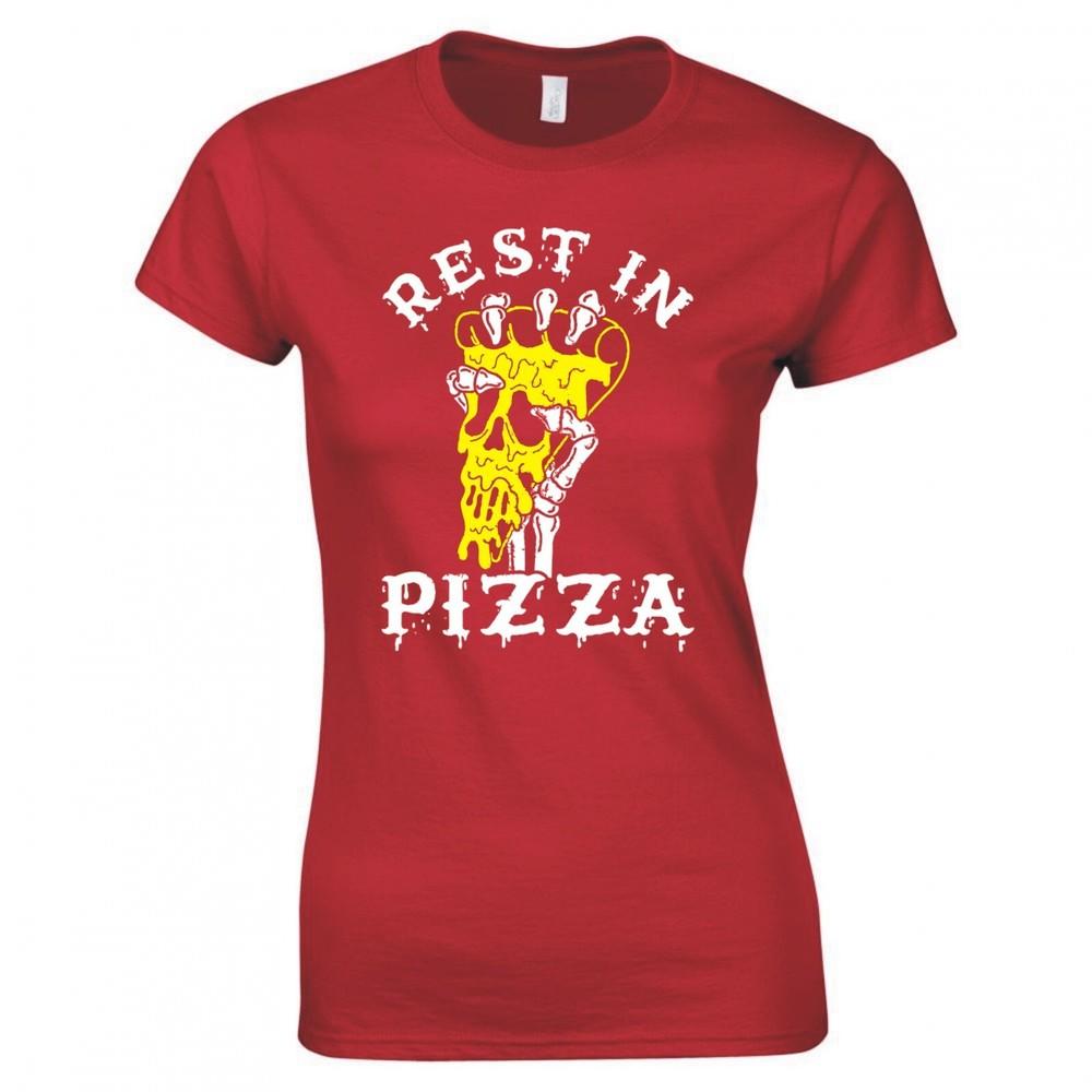 Funny Rest In Pizza Ladies Skinny Fit Tshirt