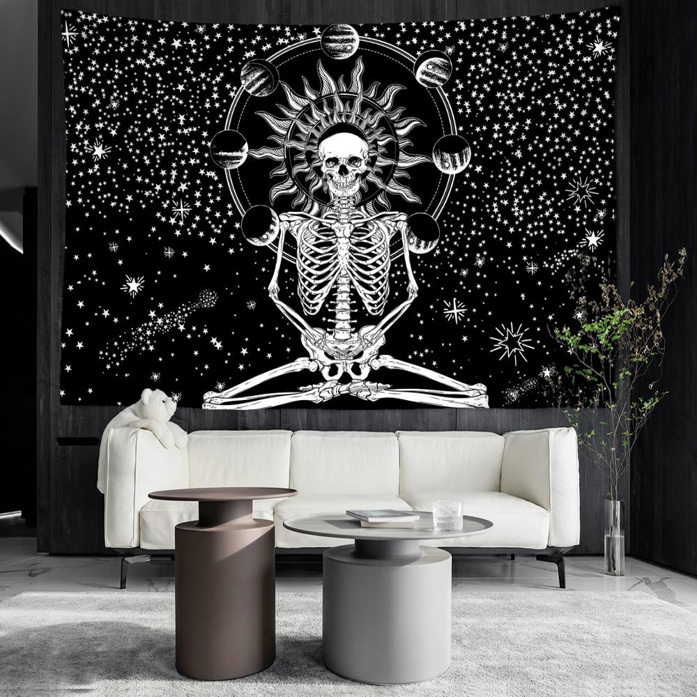 Планета Череп Рамка Гобелен Настенный Темный Хиппи Тапи Психоделическое Колдовство Гостиная Домашний Декор