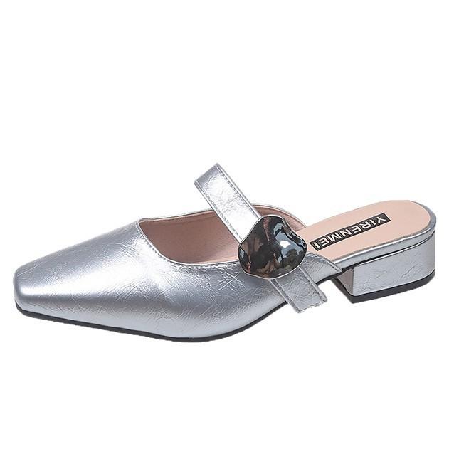 Баотоу полутапочки женские летние новые универсальные темпераментные на низком каблуке на липучке одинарные туфли