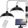 Solar Pendant Lamp Outdoor Waterproof Chandelier Light Hanging Shed LED Decorations with Remote Control for Indoor Shed Barn Roo