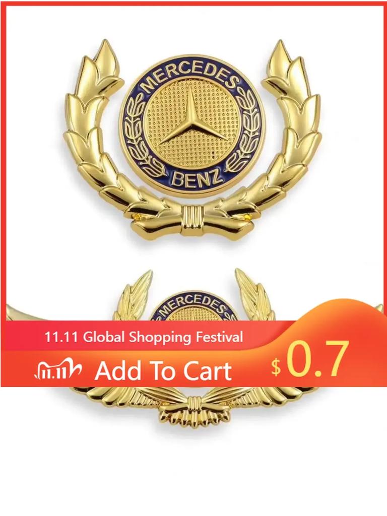 Автомобильная наклейка для эмблемы Benz с крыльями Звезда Значок на капот Золотой Передний хромированный логотип на капот автомобиля Роскошный Покрытый для капота Mercedes Benz