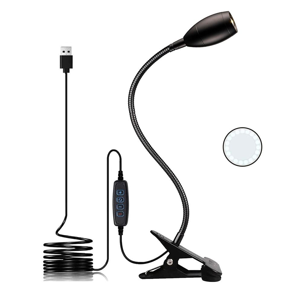 Metal Clamp Clip-on Table Lamp Flexible Gooseneck Spotlight Reading Light Book Light  Headboards