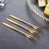 6Pcs Gold Small Forks Set 304 Stainless Steel Fruit Fork Dinnerware Set Reusable Dessert Cake Forks for Party Eating Utensils