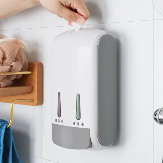 Soap Dispenser 400ml*2 Dual Compartment Large Capacity Inner Liner Easy Refill Visual Design Soap