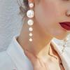 Elegant Faux Pearls Long Earrings Pearls String Linear Dangle Wedding Party Gift
