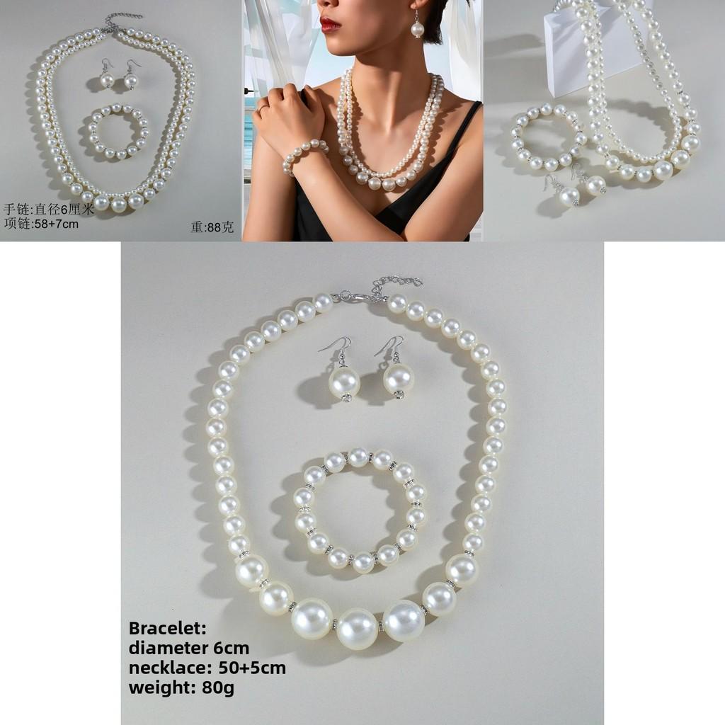 Pearl Jewelry Set With Geometric Pendant For Women And Men
