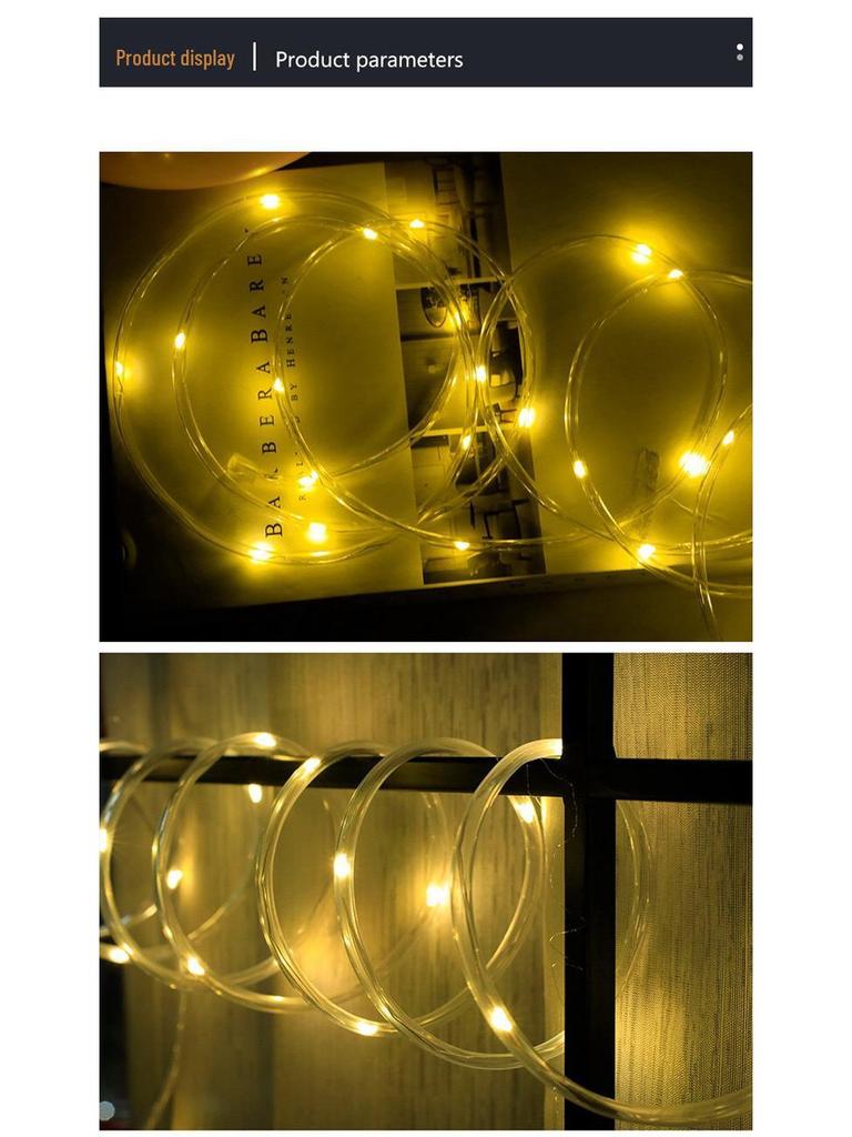 LED Solar Tube Fairy Lights, Copper Wire, Waterproof, Outdoor Christmas Courtyard Decoration