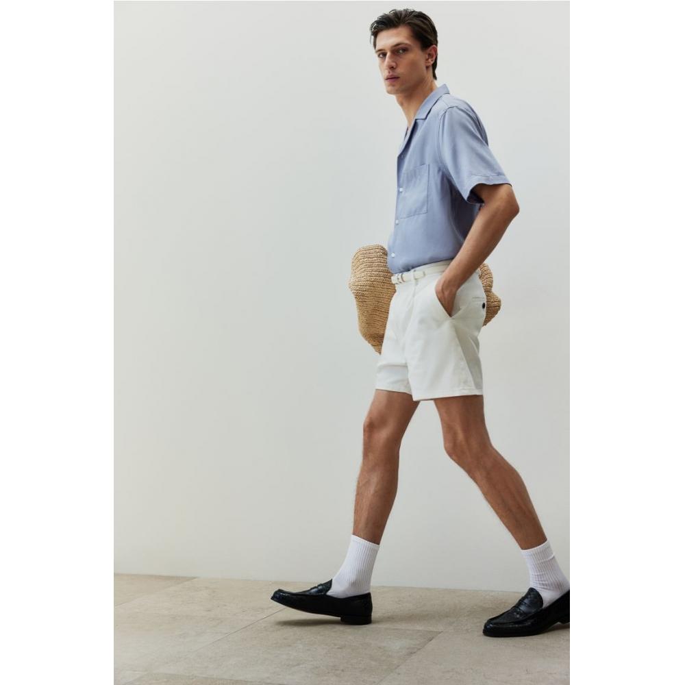 H M Regular Fit Lyocell caMp sHirt Pale Blue