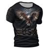 Футболка мужская с 3D-изображением орла — яркий принт с буквами, повседневный удобный крой, летняя футболка с коротким рукавом — идеально подходит для отдыха на свежем воздухе