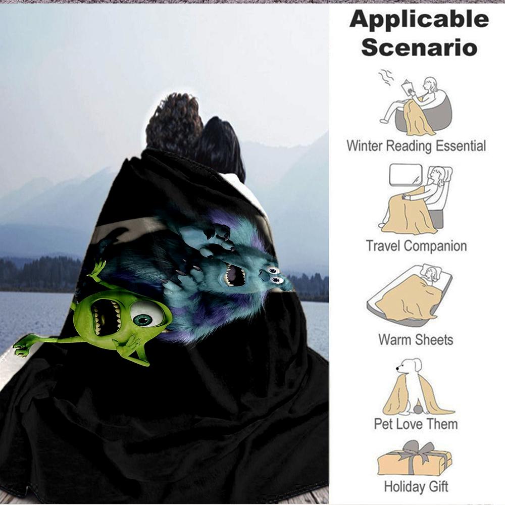 1Pc Monster Inc Creatures Flannel Blanket, Soft And Comfortable, Casual Warm, Camping Travel, Christmas, Halloween Xmas Gift S1248