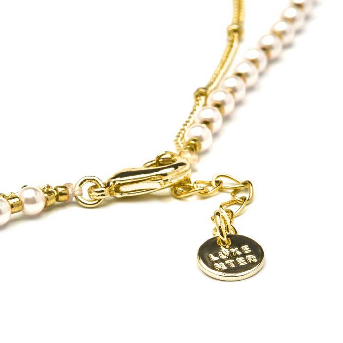 Collier de perles blanches Luxenter finition en or jaune 18 carats - Subri