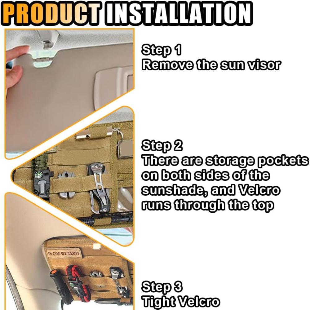 Tactical Car Sun Visor Organizer, Large Molle Sun Visor Storage Bag Holder, Vehicle Sun Visor Storage Bag