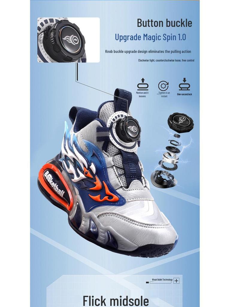 Трендовые кожаные баскетбольные кроссовки для мальчиков Осень/Зима 2025 - Прочные, Нескользящие, Мягкая подошва для детей