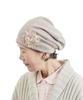 Cocowaku Heather Knit Hat with Floral Lace One Size Fits Senior Suitable for Women In Their and 80s Spring/Autumn Motif, Beige, All, Women's, Gift,