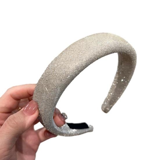 Women Headband Sparkling Rhinestones Sponge Thickened Filling Non-Slip Design Hair Hoop Flexible Fit Hair Accessory