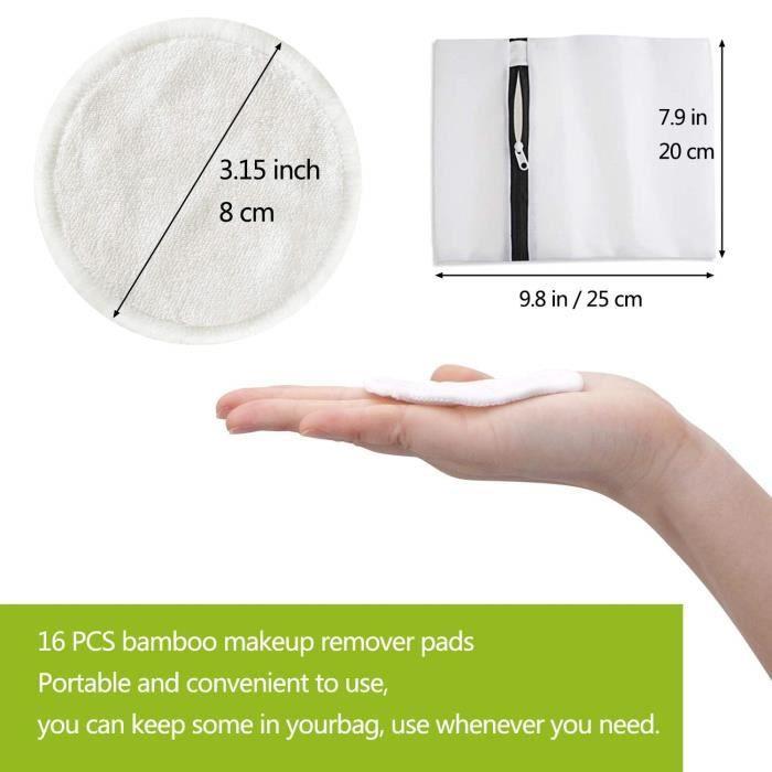 Make-up Remover Pads - Organic - Set of 16 - Reusable - Washable - Soft Microfiber