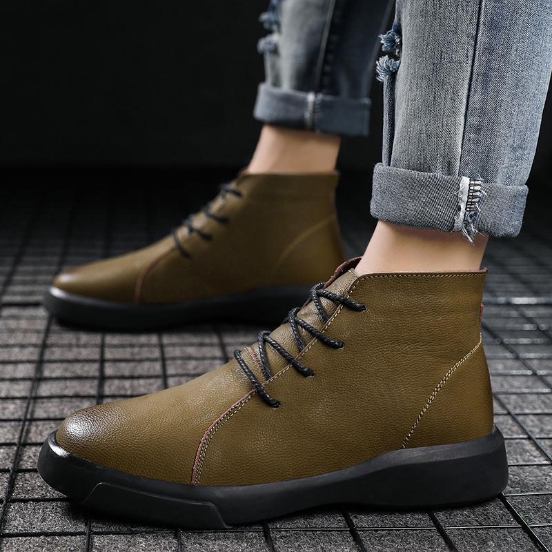 Fashion Winter Fur Warm Chelsea Men's Boots Fashion Brand Suede Vintage Ankle Boots Tendon Sole Wear Work Boots Outdoor Soft Sole Boots