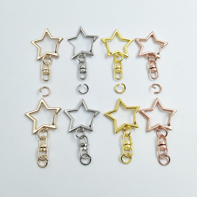 20 шт. Карабин-клип для ключей в форме звезды с пружинным зажимом и цепочкой, подвесная пряжка, открытое соединительное кольцо и металлический поворотный карабин для изготовления ювелирных изделий своими руками