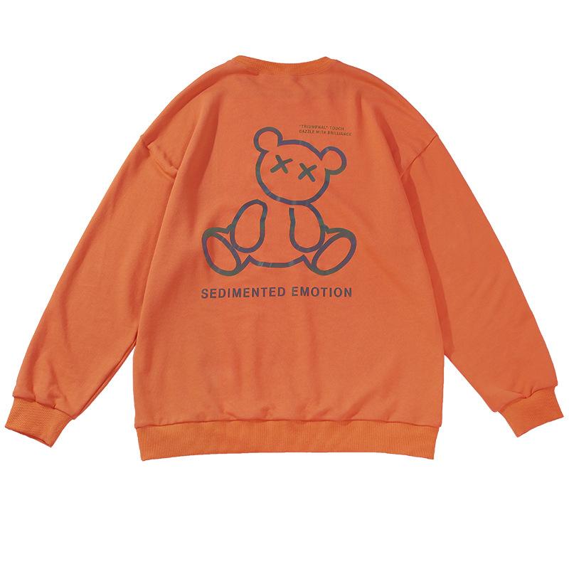 Новый свитер, японская мужская одежда, осенне-зимний новый модный брендовый свитер, мужской светоотражающий топ с красочным принтом медведя