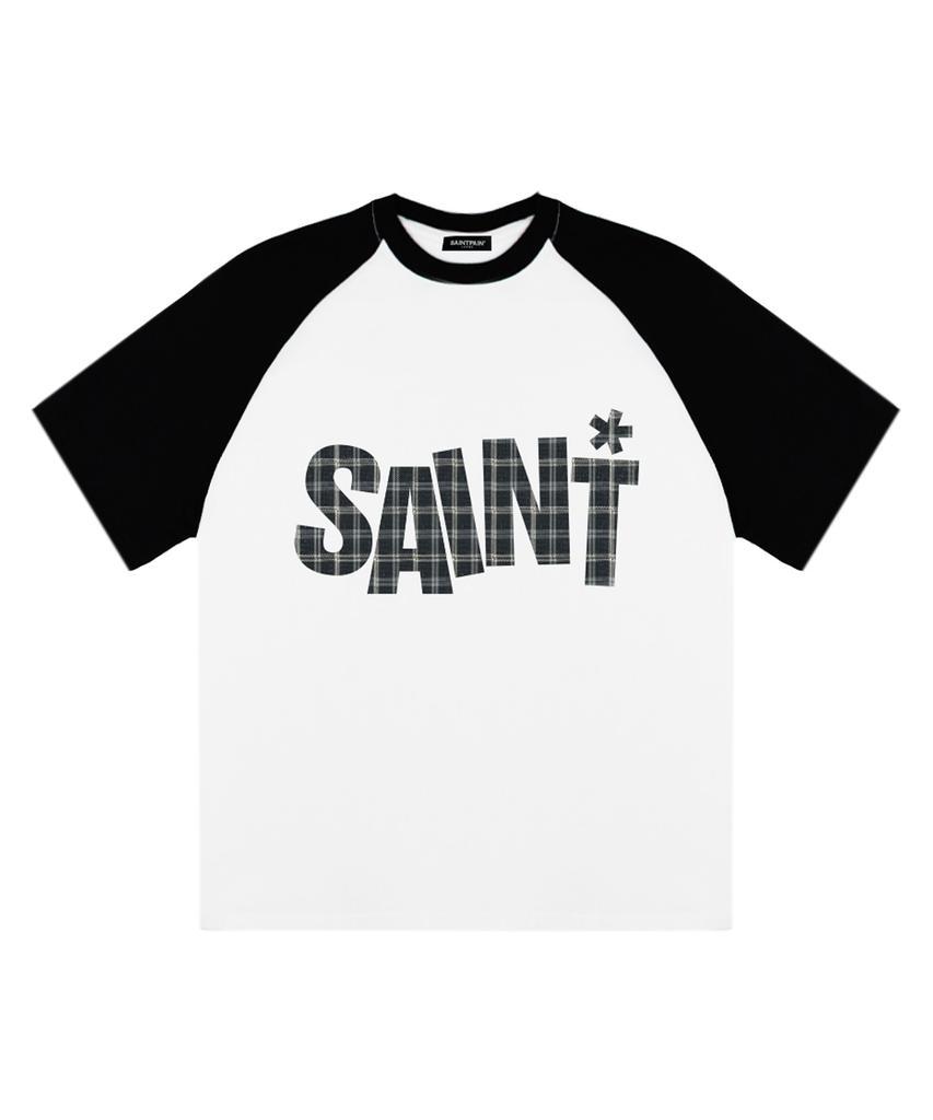 SAINTPAIN Sp Футболка с коротким рукавом реглан, тяжелая, с узором «Святой», белая